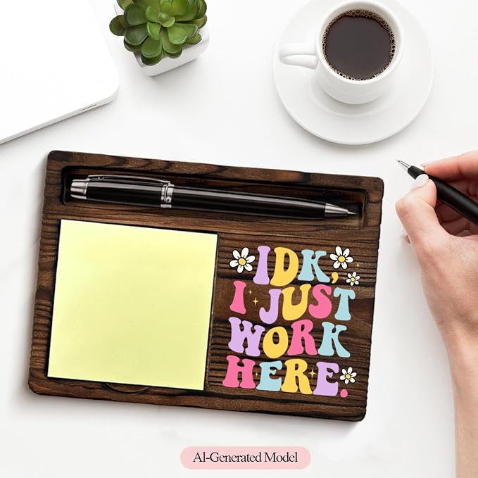 Funny Office Sticky Note Holder Gag Gifts I Just Work Here Post it Note Dispenser for Office Cubicle Desk Decor, Funny Gifts for Employee Coworkers Mentor Boss Manager