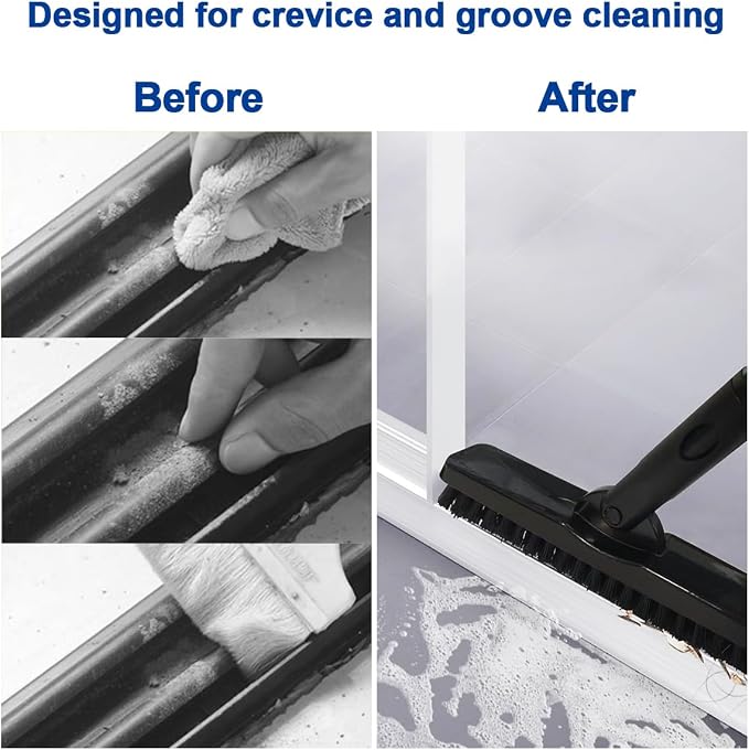 CELOX Tile Grout Brush with Long Handle, Grout Cleaner Brush for Tile Floors, for Shower Tile, for Cleaning Grout, Matte Black