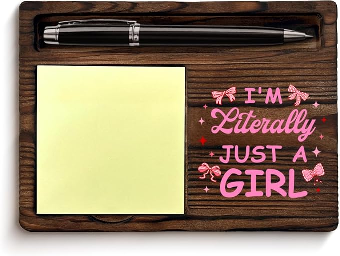 Pink Coquette Bow Preppy Sticky Note Holder I'm Literally Just a Girl Pink Girly Self-Stick Note Pad Holders Girls Room Dorm Office Decor, Gifts for Nurse Teacher Office Staff Women