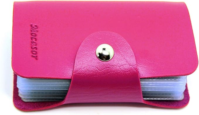 Credit Card Holder for Men & Women Bank Card Case with 24 Insert Slots (Rose Red)