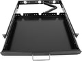 GlobalRack 1U Keyboard Drawer, 17.75" Depth, Extends to 27", Soft-Close | 1U keyboard drawer | 1U rack drawer | Soft-close damping | Foldable handle | Built-in cable management | Heavy-gauge stee