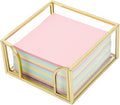 Glass Sticky Note Holder, Gold Post It Note Dispenser for Desk,3 x 3 Inch Post It Note Holder,Stylish Sticky Note Dispenser for Home Office Desk