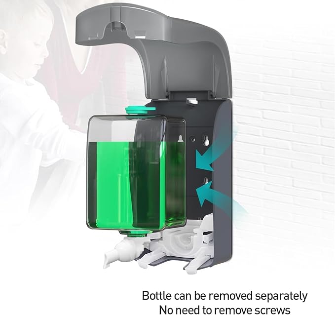 Foaming Hand Soap Dispenser, 35oz (1000ml) Manual Refillable Wall Mount Soap Dispenser, Durable ABS Plastic, for Commercial/Home/Bathroom/Kitchen, Translucent Black, CHUANGDIAN