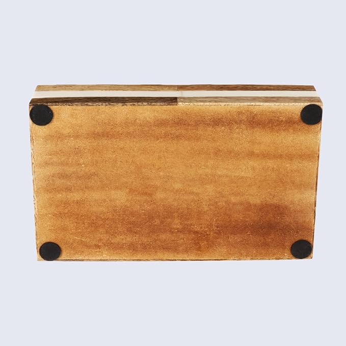 Handicrafts Home White Decorative Storage Box with Lid Wooden Desk Organizer Box Office Storage Box for Workspace Desk Decor Organizer – Resin Inlay Patisserie Adorn Collection- 8x6x1.5