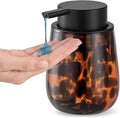Marble Glass Liquid Soap/Lotion/Hand Sanitizer Pump Dispenser, Refillable for Kitchen and Bathroom Countertop (Amber)
