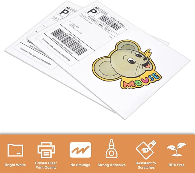 Full Sheet Labels 8.5 X 11, White Matte Sticker Paper, Laser/Inkjet Printing, 4000 Sheets, 4000 Labels, 1 Up Shipping Mailing Address Storage Bin Labels Stickers 8-1/2" x 11"
