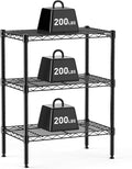 HealSmart 3-Tier Metal Wire Storage Shelves, Adjustable Standing Storage Rack Shelf, Heavy Duty Steel Shelving Unit Organizers for Kitchen Bathroom Pantry Garage, 23.2" W×13.4" D×30.3" H, Black