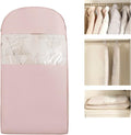 Space Saving Hanging Garment Bag with Compression Zipper. | For Closet Storage, Garment Bag for Coats and Down Jackets.(Pink，M)