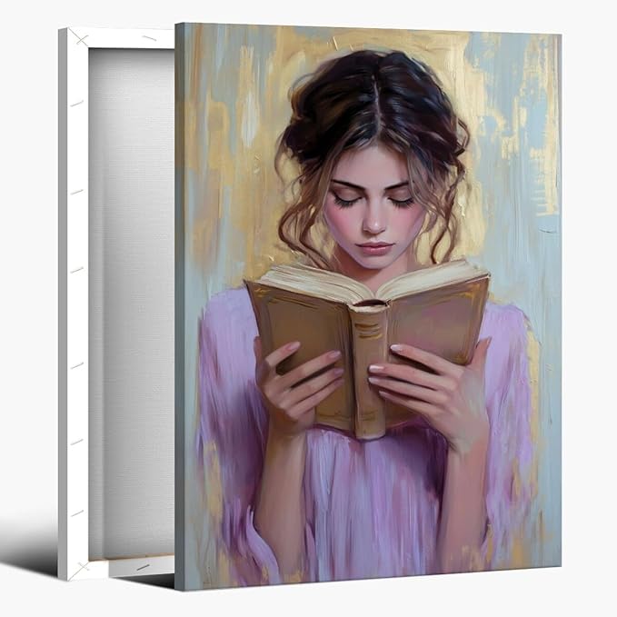Girl Reading Book Lover Art Aesthetic Poster Canvas Wall Art Decoration Living Room Home Decor Bedroom Decoration Poster Framed24x36inch