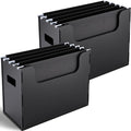 2 Pcs Portable Desktop File, Side Handles, Filing Organizer, Hanging File Folders, Letter Size for Schools Office Home (Black)