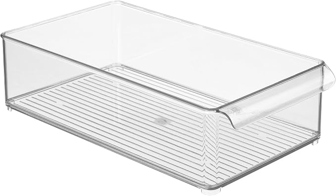 iDesign Stackable Fridge Storage Bin, Clear | Front Handle, Made in USA