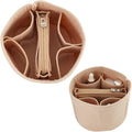 WADORN Small Felt Purse Organizer Insert, Handbag Insert Liner for LV Cannes Round Bucket Bag Organizer Barrel Bags Interior Inserts Accessories for Bucket Makeup Bag, 5.11x4.65 In, Beige