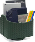 UnionBasic Rotating Desk Organizer, 360 Desk Spinning Caddy, Desktop TV Guide/Mail/Media/Remote Controller Holder Organizer, Woven Green