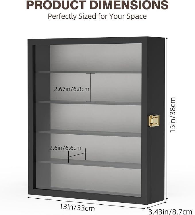 TJ.MOREE Sunglass Organizer Wall Mounted Glasses Holder Display Case 5 Tier | 13 x 15 inches Wooden Storage Box for Multiple Pairs Eyeglasses Sports Sunglasses