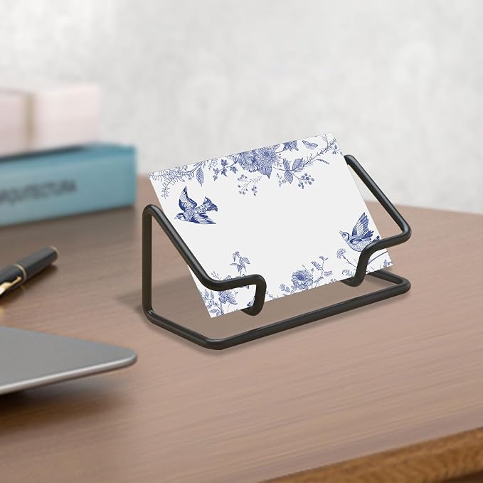 2 Pack Business Metal Business Card Holder office decor Card Holder Desk Display,Business Card Display Stand,for Office Home Desktop (black)