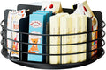 Snack Organizer - Versatile Snack Storage, Lazy Susan with Convenient Grab-and-Go Design, Metal Snack Holder for Home, Office, Breakroom, 10.85" L x 10.85" W x 5" H (Matte Black)