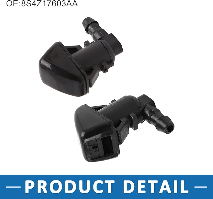 Front Windshield Window Washer Nozzle 8S4Z17603AA with 2 Connector 1 Hose Wiper Nozzle Spray Jet for Ford Focus 2008-2011 Set