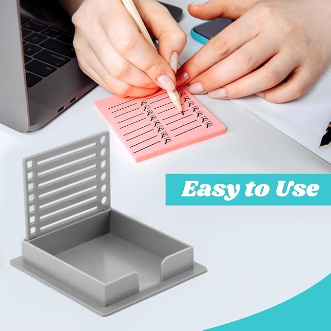 2pcs Multifunctional Sticky Note Holder with Template - Sticky Note Organizer for 3x3 inch Notes, Perfect for Desk, Office, Home & School, Practical Gift for Students, Teachers