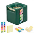 5 in 1 Sticky Note Dispenser for Desk with Pop Up Sticky Note, Sticky Rolls, Sticky Tabs, Magnetic Paper Clip Holder, Multifunctional Cube Sticky Note Holder Desk Organizer(Green)