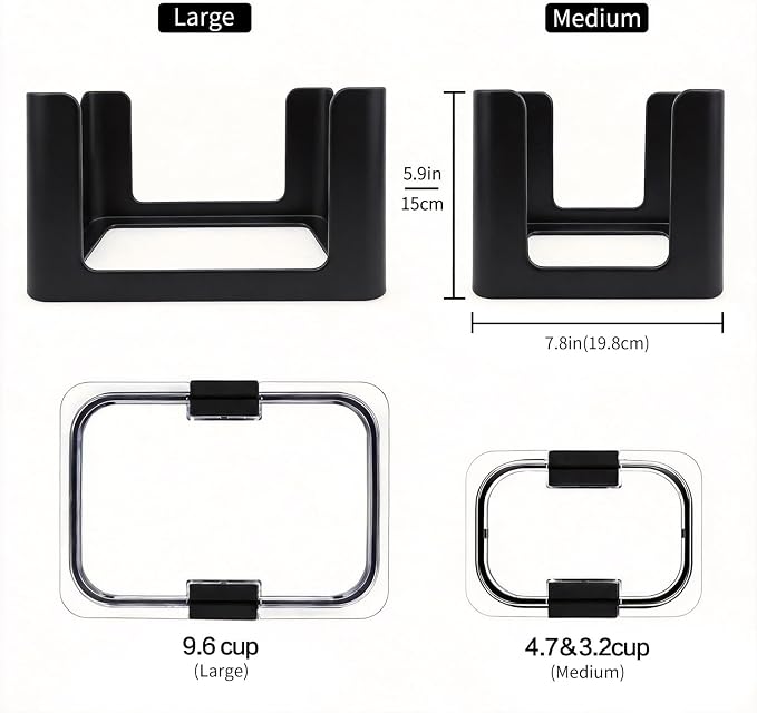 Food Storage Container Lids Organizer for Rubbermaid Brilliance Nap-On Lids,Lid Organizer for Kitchen Cabinet Storage - Fits 3.2, 4.7 & 9.6 Cups - Holds 16 Lids (Black,2-Piece Bundle)