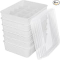 Cetomo 15 Cells Plastic Underwear Sock Drawer Organizer with Lid, Lidded Storage Box with Dividers for Bras and Socks, Basket for Closet, Stackable, Gray, 15 Compartments (31 x 24 x 8 cm)