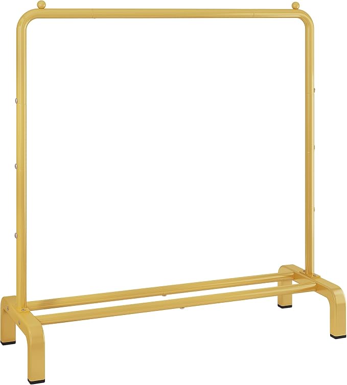 JIUYOTREE Metal 43.3 Inches Garment Rack with Bottom Shelf Clothing Rack for Hanging Clothes Coats Skirts Shirts Sweaters Gold
