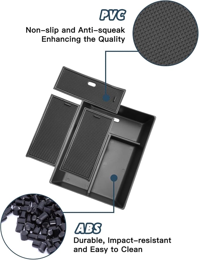 Ruiya Mercedes EQS/EQE Center Console Organizer for Mercedes EQS/EQE Accessories ABS Material Armrest Console Organizer Compatible with (2022-2026) Mercedes EQS 450 & (2023-2026) EQE 350