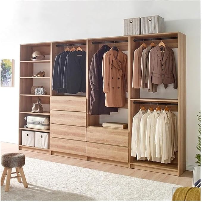 Maykoosh Closet System Organizer - Customizable Walk-in Wardrobe Storage Oak/Model ECDA 4 Closet