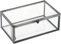 Hipiwe Vintage Glass Keepsake Box Clear Jewelry Display Lidded Box with Lid | Rectangle Glass Box Organizer for Home Decor and Storage of Trinket Rings Bracelet - Black, Small