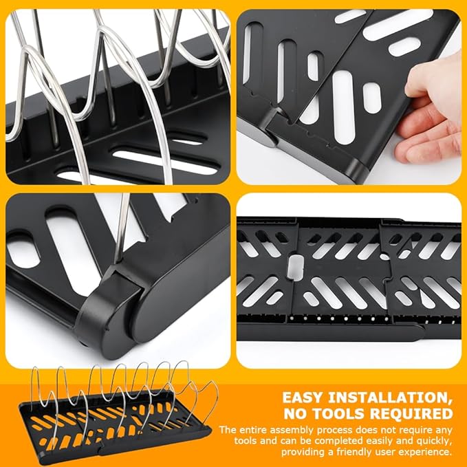 Expandable Pots and Pans Organizer Rack,with 10 Adjustable Compartments for Kitchen Cabinet or Under Sink 13"-23"Adjustable Pot Lid Holder for Cookie Sheets Cutting Boards Cookware(COLOR:Black)