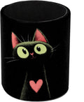 Leather Pen Holder for Desk, Cat Heart Pencil Cup Pen Organizer Makeup Brush Holder for Office Home Kids Countertop Desk Accessory Storage