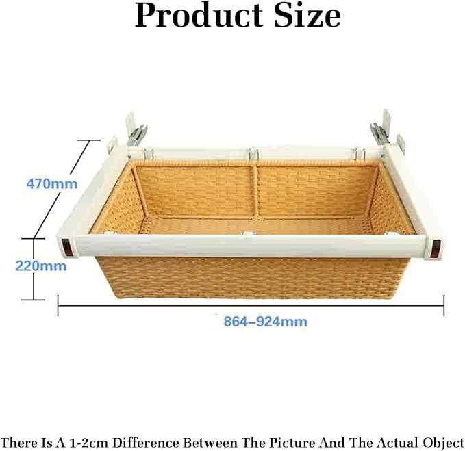 Pull Out Cabinet Storage Basket,Wardrobe Storage Organiser,Stackable Detachable Baskets Closet Storage Box,for Kitchen Office Wardrobes Cupboard Storage,Brown 1-864x220x470mm