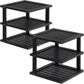 2 Pack Bamboo Corner Shelf,3 Tier Kitchen Cabinet Organizer for Plates and Dishes,Pantry Storage and Spice Rack（Black）