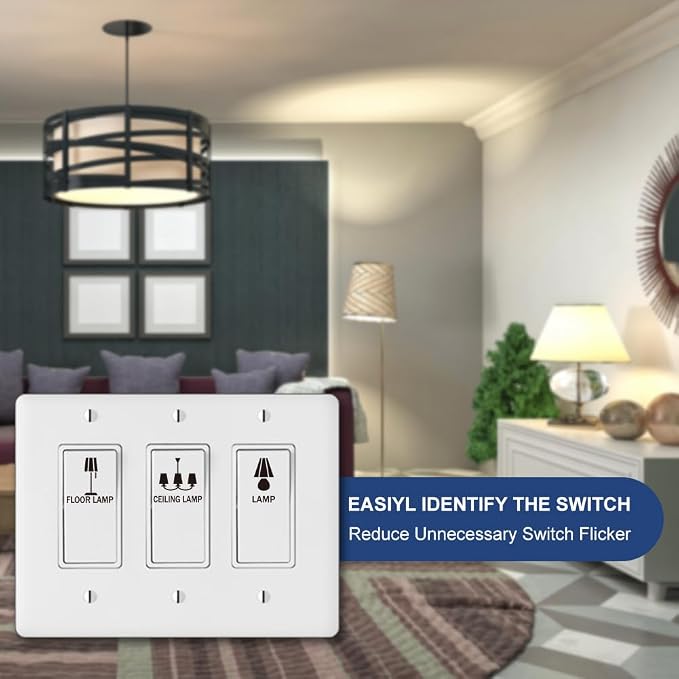 400 Pcs Light Switch Sticker Labels, 39 Designs Transparent Switch ID Stickers Black Switchboard Label Decals for Home Kitchen Bathroom Office School