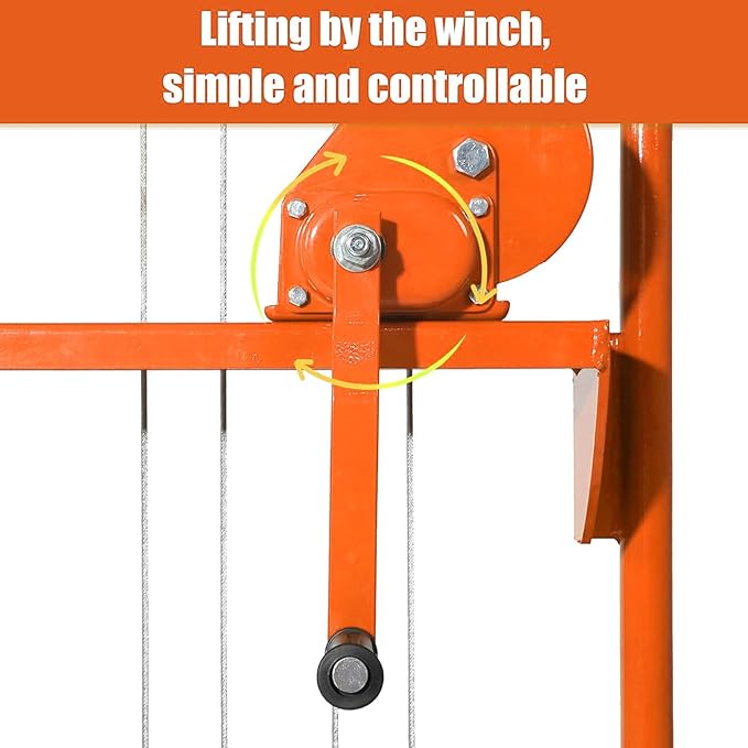Tory Carrier Material Lift Winch Stacker, 440 lbs Capacity Pallet Stacker, 35.4" Lifting Height, Pallet Truck Dolly, Swivel Casters Lift Table Cart, Forklift with Steel Platform(Orange)