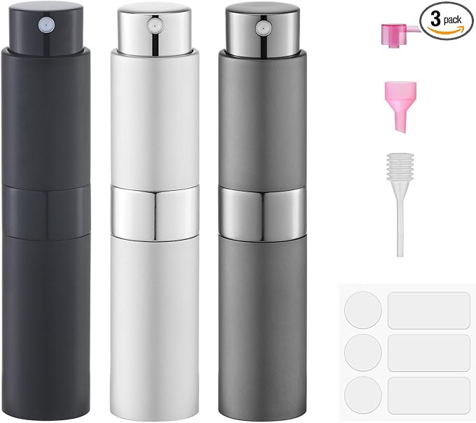 Fusupak Perfume Atomizer Travel Bottle Refillable: Cologne Sprayer Portable for Men - Mini Spray Empty for Refill - 8ml Small Size Grey