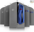 5 Pack 40-inch Suit Bag Garment Bag for Travel and Storage, Garment Bags for Hanging Clothes with Zipper and Visible Transparent Window, Gray