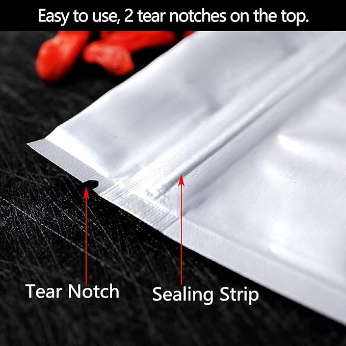 100 Pack Mylar Bags for Food Storage 7 x 10 Inch Smell Proof Bags Resealable Aluminum Foil Packaging Pouch Bag Silver