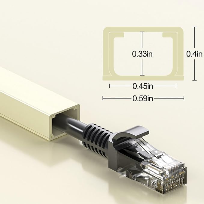 Yecaye Cord Hider, 113in Beige Cord Covers for Wires on Wall, One-Cord Cord Organizer, Easy Install Cable Management Kit, Cable Hider Home Office, W0.59in H0.4in, Beige