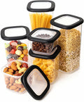 ionEgg Plastic Food Storage Containers with Lids Includes Labels, Stackable Kitchen Pantry Organizer for Dry Food, Snacks, Pasta and Meal Prep, Set of 6