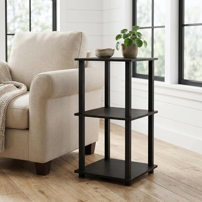 Furnifact Espresso Black Bookcase with Wood Construction, Sturdy Shelving, Modern Design, Ideal for Living Room, Office or Bedroom Storage