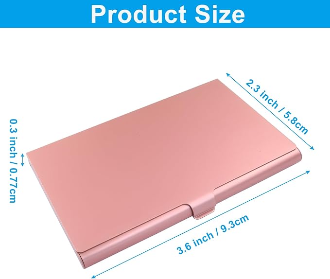 Slim Business Card Case, Rose Gold, 2 Pack | Professional Pocket Metal Case, Buckle Closure, For Men and Women