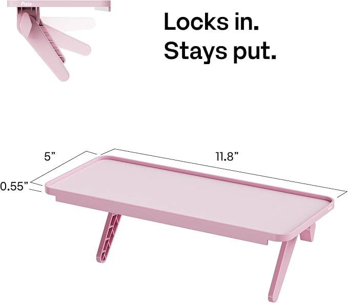 Pixio 12 inch Pink Monitor Storage Top Shelf - Adjustable Platform, Universal Fit, Holds Up to 13lbs, Works on TV, Flat, Curved Monitors, Storage for Webcams, Clocks, Phone, Figures