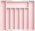 Aujen Silverware Organizer - Expandable Kitchen Drawer Organizer, Adjustable Utensil Organizer, Cutlery Tray for Forks, Knives, Multipurpose Kitchen Organizers and Storage Solution, Pink, Large