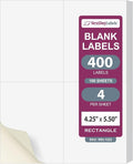 NextDayLabels – 4-1/4" x 5-1/2" Rectangular Sticker Labels for Printer - White Laser/Inkjet Printer Labels Return Address Labels Shipping Label Stickers (100 Sheets, 4 Per Sheet, 400 Labels)