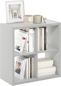 Furinno Cubicle Open Back Decorative Cube Storage Organizer, 4-Cube, Light Grey | 14.6" x 30" x 30", Reversible Bookcase with Open Back, for Living Room, Bedroom, Home Office