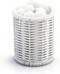 Rattan Jars, Cotton Pad Floss Jar Bathroom Vanity Desk Storage | Hand tight woven solid structure, lightweight & sturdy,Waterproof, easy wipe & rinse clean,fit vanity countertop & washstand