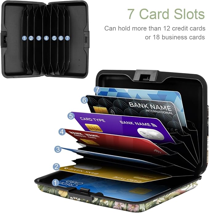Coco Rossi Credit Card Holder RFID Aluminum Small Mini Wallet Women | Metal Wallet, Business Cards Holder, ID Case, Slim Sleeves, Womens Girls Gift, Carry Proof Wallets for Travel, Kittens