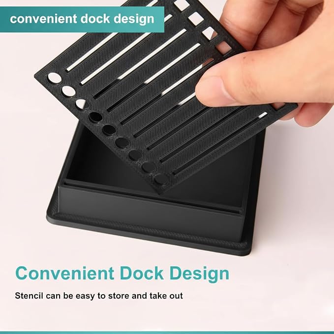 Post It Note Holder with Post It Stencil, 3x3 Memo Pad, 2 Pack Black | Line Box Drawing Template Office Home Memo Pad Organizer Dispenser