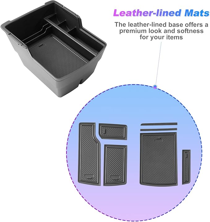 SXCY [2PCS Upper for 2024 2025 2026 Hyundai Kona/Kona EV Center Console Organizer for 2024-2026 Hyundai Kona EV Accessories Armrest Storage for 2024-2026 Kona Console Organizer [2024+ Kona Gas/EV]